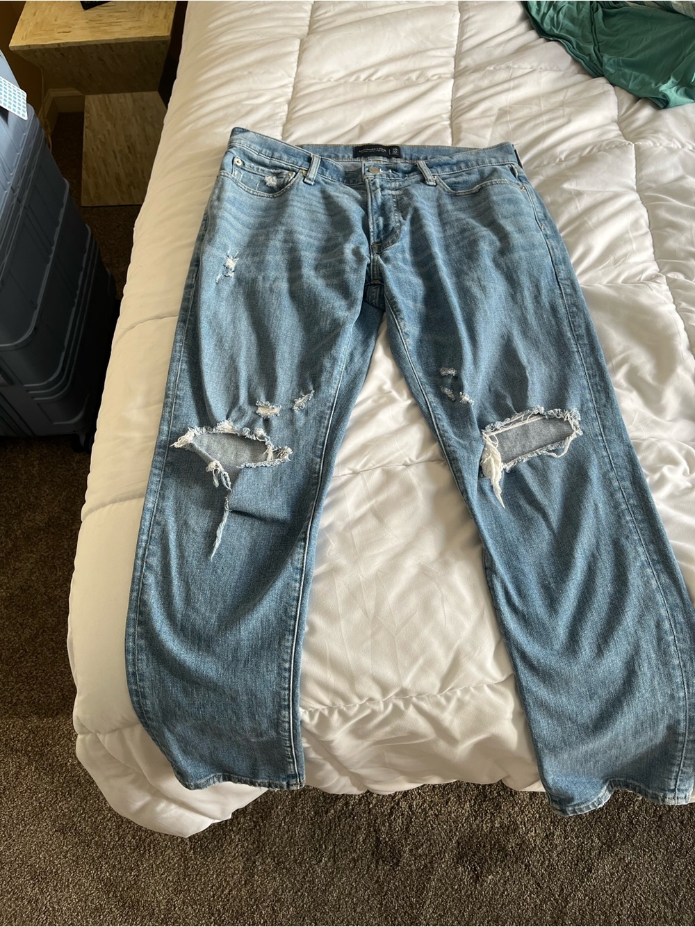Abercrombie & Fitch Light Blue Distressed Relaxed Jeans